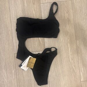 Vix Paula Hermanny Black One-Piece Cut Out Swimsuit NWT